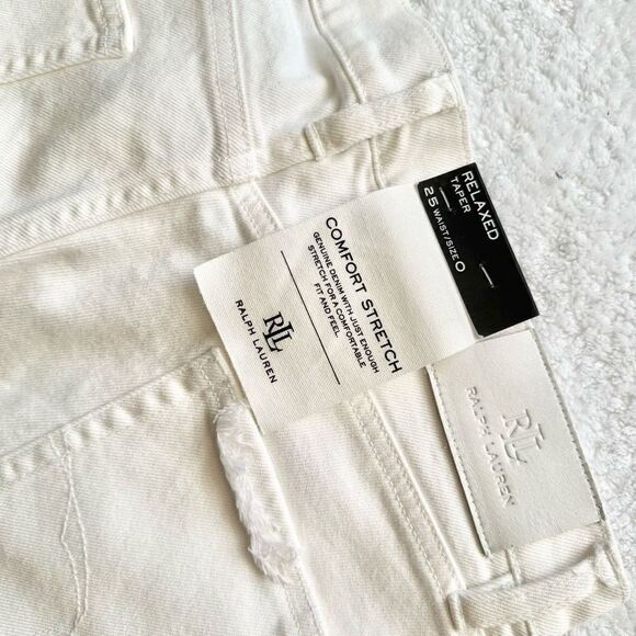Lauren Ralph Lauren Womens Comfort Stretch Relaxed Eyelet Jeans Size 0 White - Picture 8 of 8